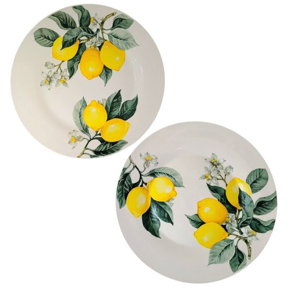 Royal Norfolk Set 2 Lemon Blossom Dinner Plates 10.5" Citrus Yellow Summer - Picture 1 of 8